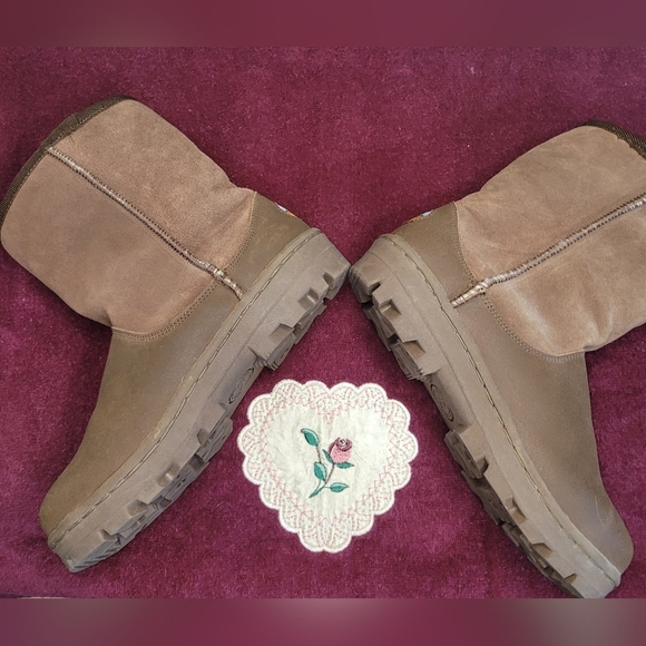 Emu Ridge Brown Boots Size 7 Australian Suede Wool Lining Mid Calf - Picture 4 of 11